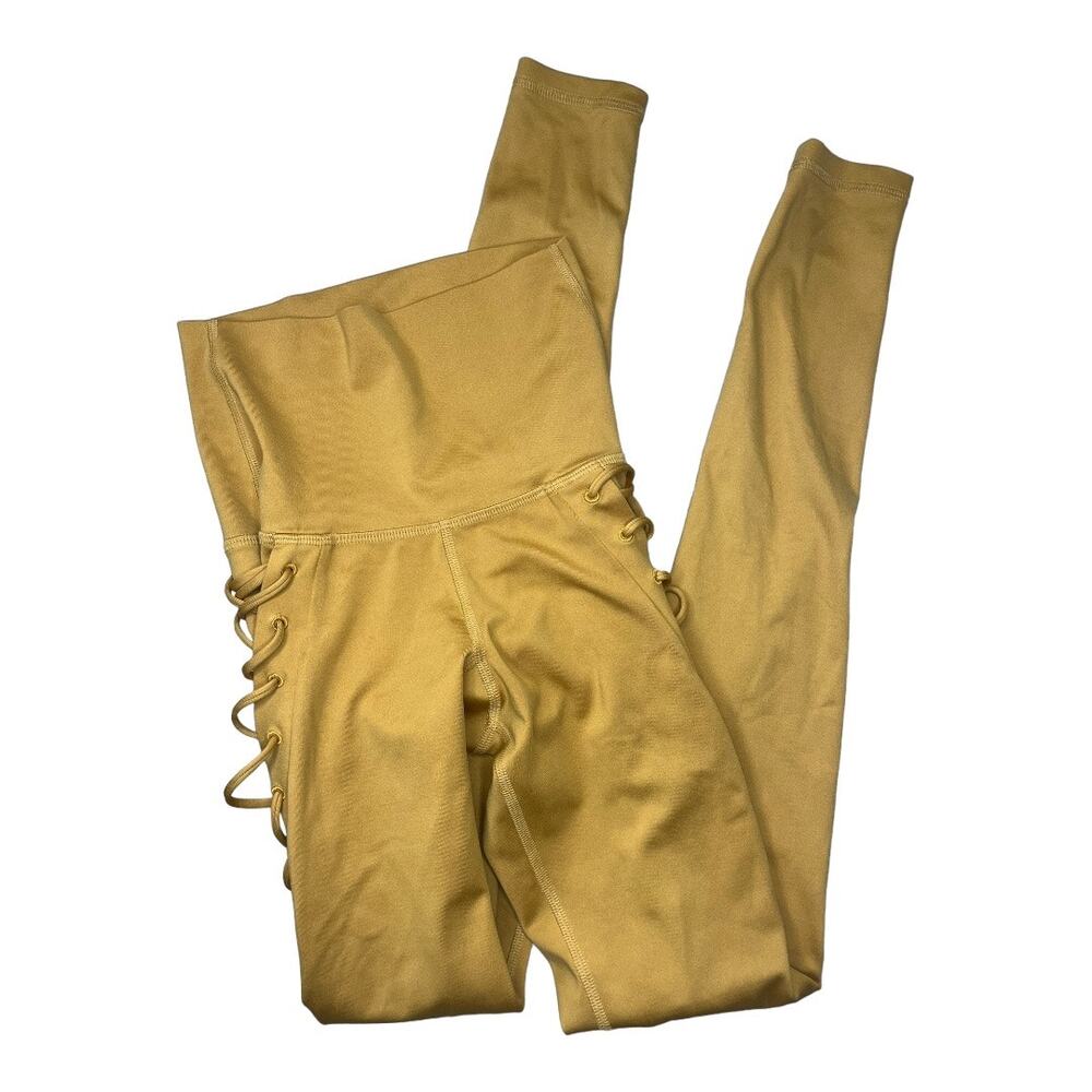 Mika yoga gold leggings lace up sides high waist size XS